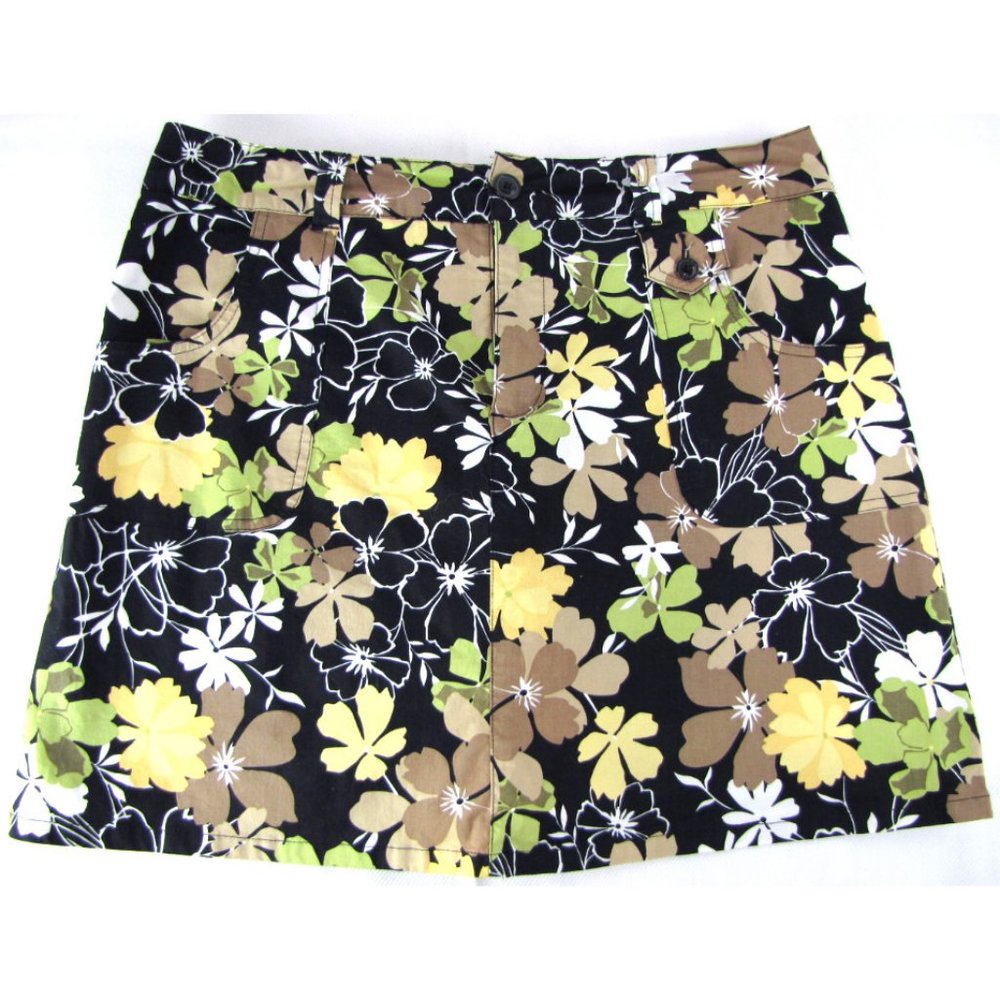 SALE! Floral Short Black Yellow Midi Knee Skirt